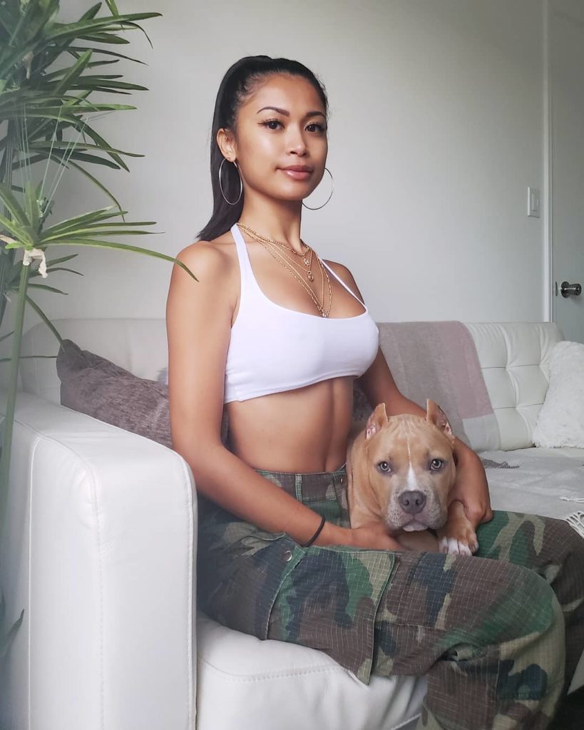 Chanel with her Pet Dog